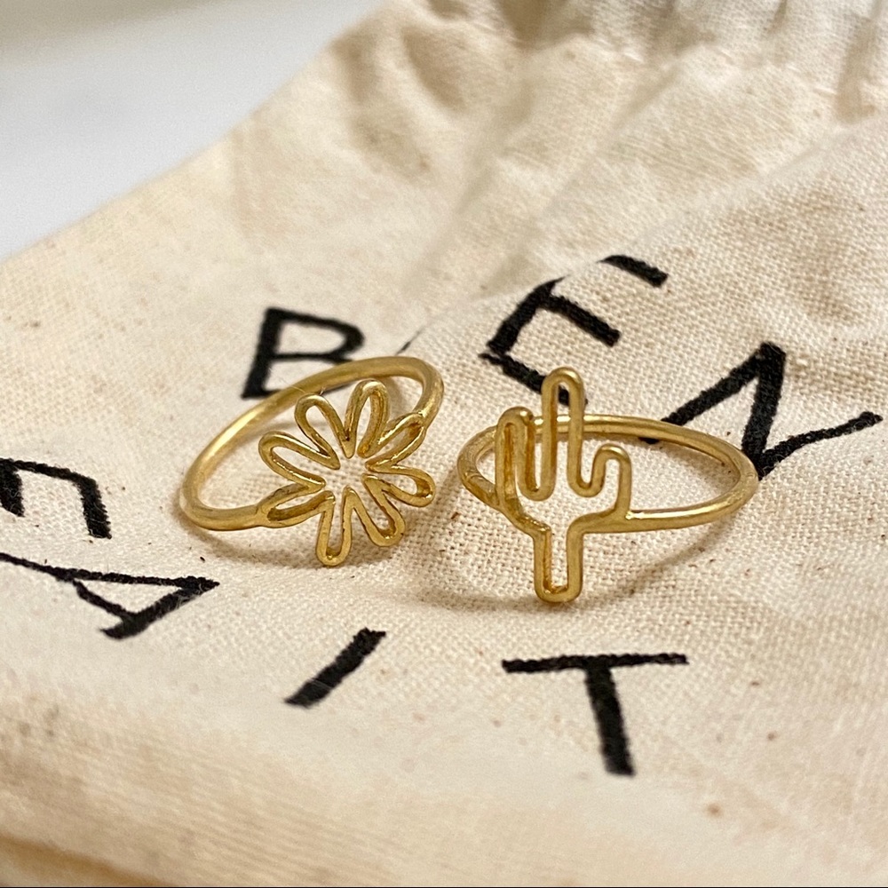 Madewell Sun and Cactus Ring Set Size 5